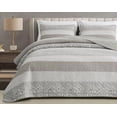 thumbnail image 2 of Chezmoi Collection Robyn Quilt Set, 3-Piece, Neutral Taupe Gray White Floral, King, 2 of 4