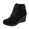 thumbnail image 2 of Cameland Women's New Plus-size Solid Color Wedge And Fish Mouth Booster Platform Ankle Boots, 2 of 7