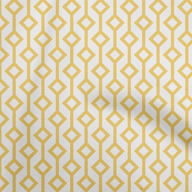 oneOone Rayon Yellow Fabric Geometric Sewing Material Print Fabric By The Yard 56 Inch Wide