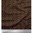 thumbnail image 1 of Soimoi Brown polyester Crepe Fabric Floral & Leaves Printed Fabric 1 Yard 52 Inch Wide, 1 of 3