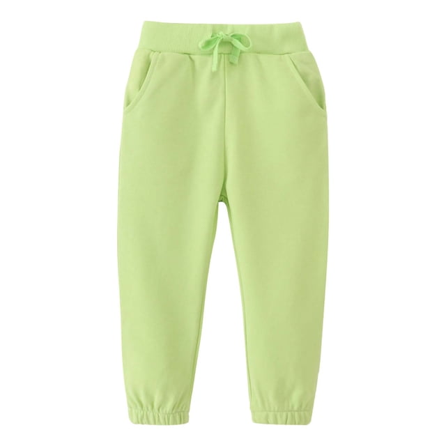 Boys Cotton Sweatpants Kids Jogger Pants Running Jogging Pants With Pockets Drawstring Green