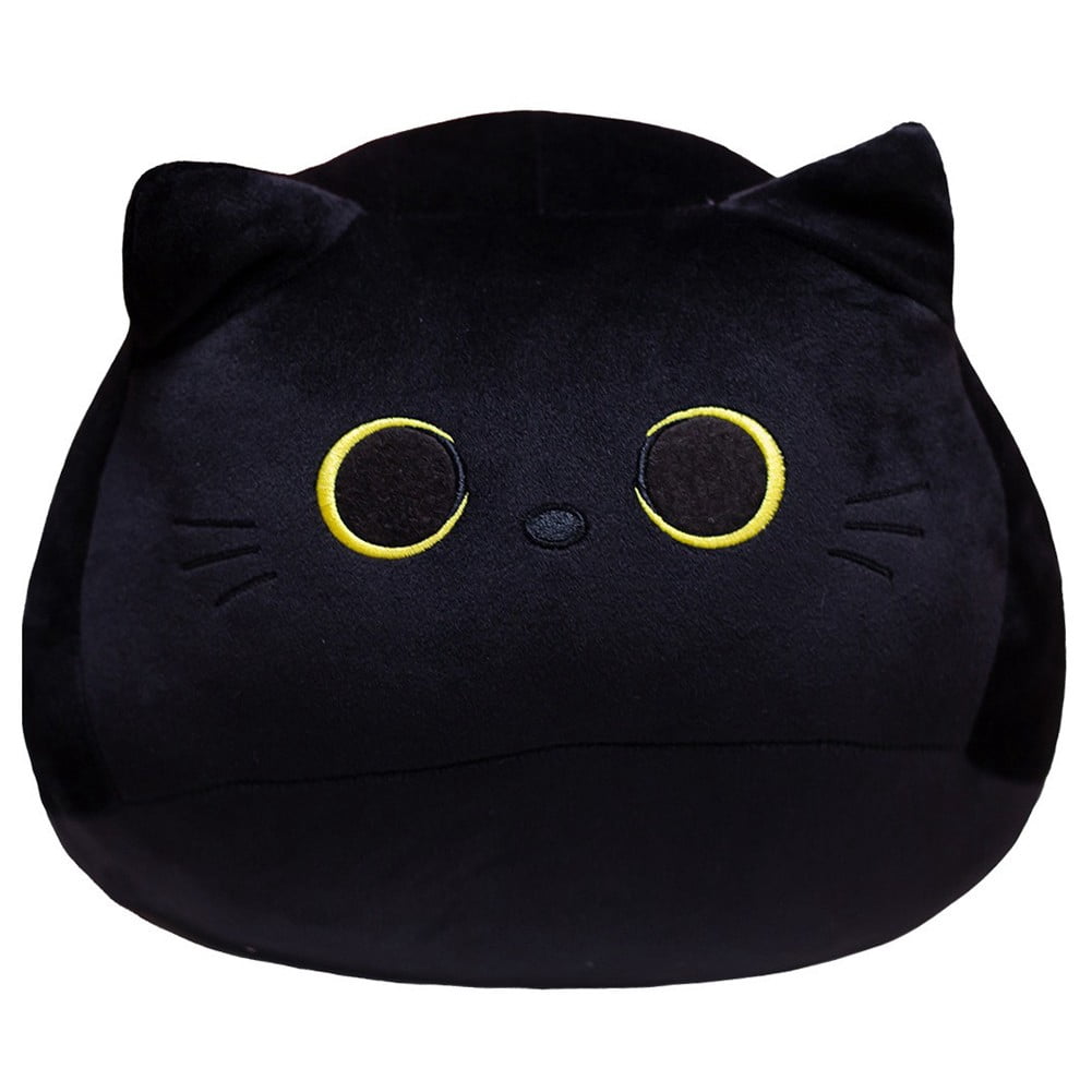 Chendee Oreiller en Peluche Chat Noir 3D Jouet en Peluche Mignon Oreiller de Canapé Design Chat, 8Cm