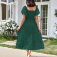 thumbnail image 3 of AherBiu Summer Beach Dress for Women Smocked Square Neck Short Sleeve Tiered Ruffle Flowy Boho Dresses, 3 of 5