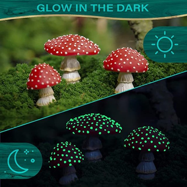 3 Pcs Champignons Mini Miniatures Figurines Jardin Champignons Modèle Statue Ornements Paysage DIY