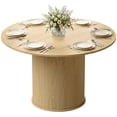 thumbnail image 1 of HOMCOM Round Dining Table, Kitchen Table with Fluted Pedestal Base, Natural, 1 of 10