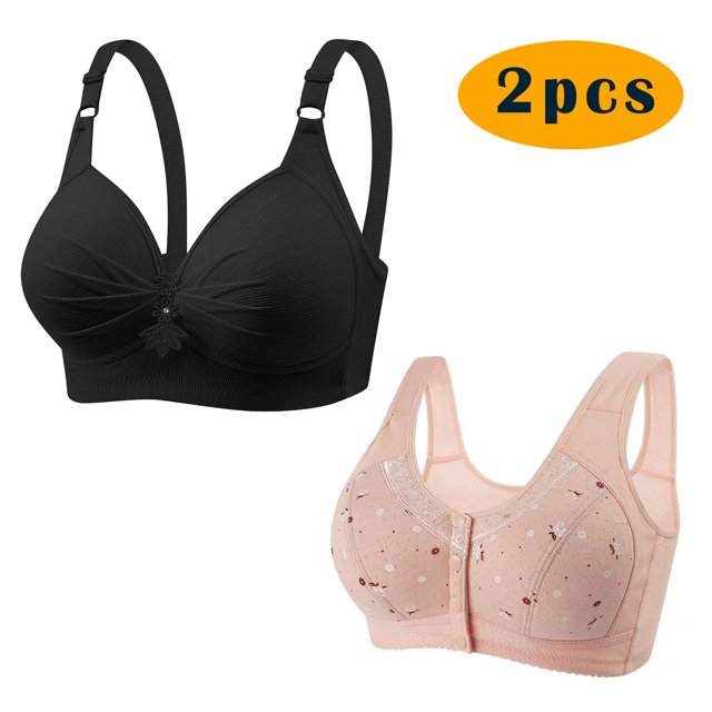 Bras for Women, 2pc Womans Printing Gathered Together Large Size Daily Bra Underwear No Rims