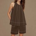 thumbnail image 4 of Womens Two Piece Lounge Set Summer Vacation Outfits Patchwork Sleeveless Tank Top and Shorts Sets with Pockets, 4 of 8