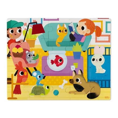Janod Puzzle Tactile Animaux de Compagnie - 20 Pièces - À partir de 2 ans