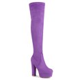 thumbnail image 1 of Unique Bargains Women's Platform Block Heel Over Knee High Boots Purple US 7.5, 1 of 8