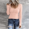 thumbnail image 1 of WILLBEST Womens Shirts Trendy 2025 Women Long Sleeve T Shirts Button Down Slim Fit Tops Neck Ribbed Knit Shirts, 1 of 6