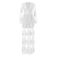 thumbnail image 3 of Vêtements Femme Robe Longue en Dentelle à Col en V avec Boutons Robe à Manches Longues Style Élégant de Cour, 3 of 7