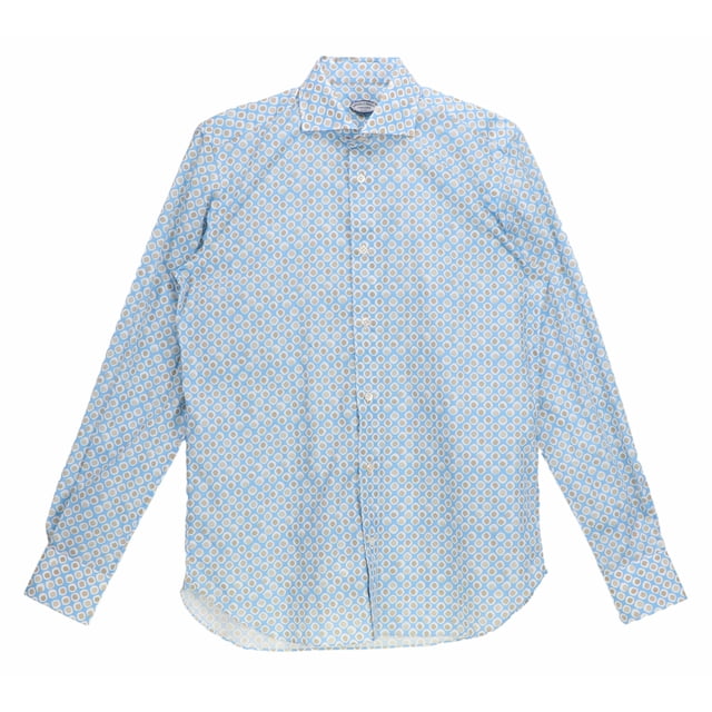Vincenzo Di Ruggiero Men's Sky / Beige Camiceria Irregular Dot Button Down Casual Button-Down Shirt - M