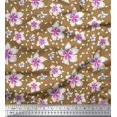 thumbnail image 1 of Soimoi Brown Satin Silk Fabric Leaves & Flower Floral Print Sewing Fabric Yard 42 Inch Wide, 1 of 3