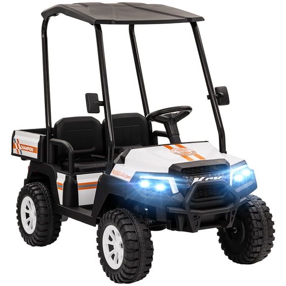 Qaba 24V 2 Seater Electric Car for Kids w/ Remote Control, White