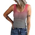 thumbnail image 2 of Women Ribbed Knit Sleeveless Top, Button Front Basic Camisole Scoop Neck Casual Stretchy  for Daily Gradient Blue,Gradient Pink,Gradient Red,Gradient Purple,Pink Blue,Black White, 2 of 6