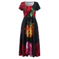 thumbnail image 4 of DPTALR Robe Élégante à Imprimé pour Femmes à Manches Courtes, Col Rond, Décontractée, Fête, Quotidien, 4 of 4
