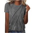 thumbnail image 1 of Timegard Hauts pour Femmes Mode Manches Courtes Col Rond T-Shirts Couleur Unie Décontractés Tendance Blouses, 1 of 5