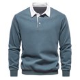 thumbnail image 1 of Yuyuzo Men Golf Shirts Long Sleeve Button Lapel V Neck Pullover Sports Tops Solid Color Patchwork Basic Blouse, 1 of 4