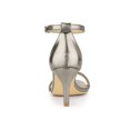 thumbnail image 2 of BLISSFUL STEP Women's Solid Color Open Toe Rhines Ankle Strap Stiletto Sandals Gunmetal 10, 2 of 8