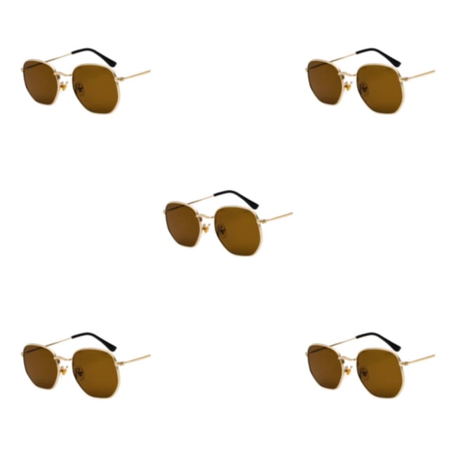 Thinsony Hexagonal Polarized Lightweight Frame Unisex Protection PC Hexagon Men Women Comfortable gold tea flake C5 5Set