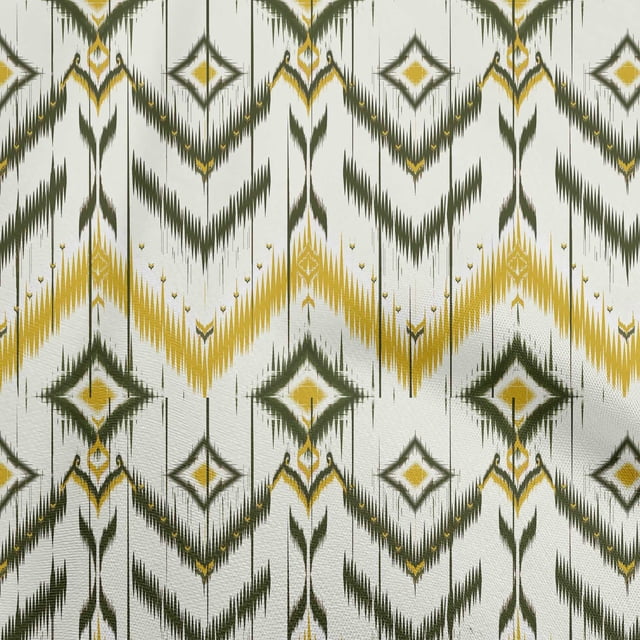 oneOone Silk Tabby Lime Green Fabric Asian Ikat Craft Projects Decor Fabric Printed By The Yard 42 Inch Wide