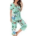 thumbnail image 2 of Rbaofujie Pyjama à Boutons pour Femmes Femmes Décontracté Boutons Col Rond Manches Courtes Blouse Mode Poches Pantalon Ensemble de Pyjama Filles Chemises de Nuit, 2 of 5