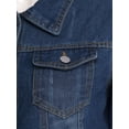 thumbnail image 1 of vastwit Veste Manteau en Denim pour Femme à Manches 3/4, Basique, Boutonnée, Extensible, avec Poches, Bleu Foncé, L, 1 of 8