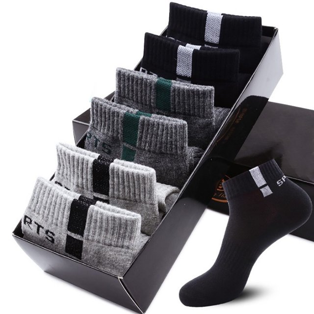 6 Pairs Mens Athletic Tab Socks Cotton Running Ankle Socks Short Sports Socks
