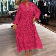 thumbnail image 1 of Ovzne Robes d'Été pour Femmes Robe de Plage Robe d'Été pour Femmes Aguichant Mode Imprimée à Boutons Manches Courtes Col Rabattu Robe pour Femmes à Manches Longues Imprimée Liquidation, 1 of 7