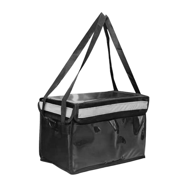 Sacs d'Épicerie Réutilisables Isolés Sacs de Livraison Isolés Polyvalents avec Fond 32 L avec Cloison. Sac de Livraison d'Aliments Isolé Noir en Tissu oxford durable avec insert Inférieur Amovible et Cloison pour Soutien Accru. Comprend des Bretelles Doubles et une Bande Réfléchissante sur le Couvercle pour la Visibilité. Conçu pour Transporter des Provisions, pizza, Boissons Ou Articles de Traiteur Tout en Maintenant des Températures Chaudes Ou Froides. Dimensions : 40 cm x 27 cm x 31 cm (15.75 Po x 10.63 Po x 12.20 Po