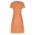 thumbnail image 2 of LOVZFMLL Women's New Solid Button Double Pocket Contrast Round Neck Dress Orange 2XL, 2 of 8