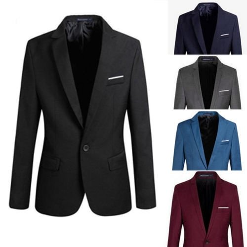 NEW2018 Men´s Casual Slim Fit Formal One Button Suit Blazer Coat Jacket Tops