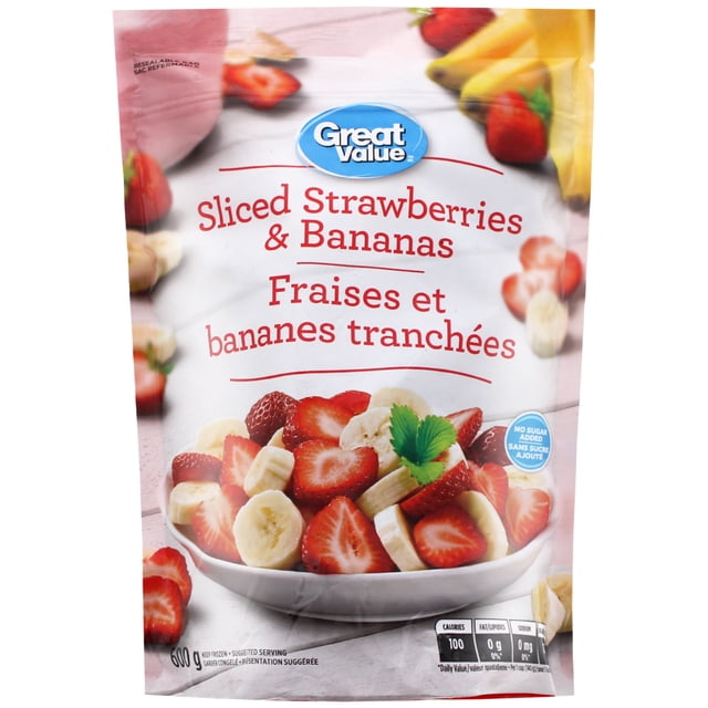 Great Value Sliced Strawberries & Banana Fruit Blend, 600 g