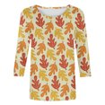 thumbnail image 4 of Pompotops T-shirt de Mode pour Femmes, Blouse Mi-Longue à Manches 3/4, Col Rond, Hauts Décontractés en Liquidation, 4 of 5