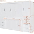 thumbnail image 4 of Lit Escamotable Format Grand avec Garde-Robe, Lit Mural avec Tiroirs et Étagères, Lit Armoire Pliant avec Bureau pour Bureau à Domicile, Studio, Blanc, 4 of 9