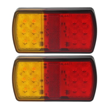 Unique Bargains 2 Pcs 12 Lumières DEL Arrière de Remorque 12V-36V Clignotant Feu de Frein Arrière Universel pour Remorque Utilitaire Camion Bateau Rouge Ambre