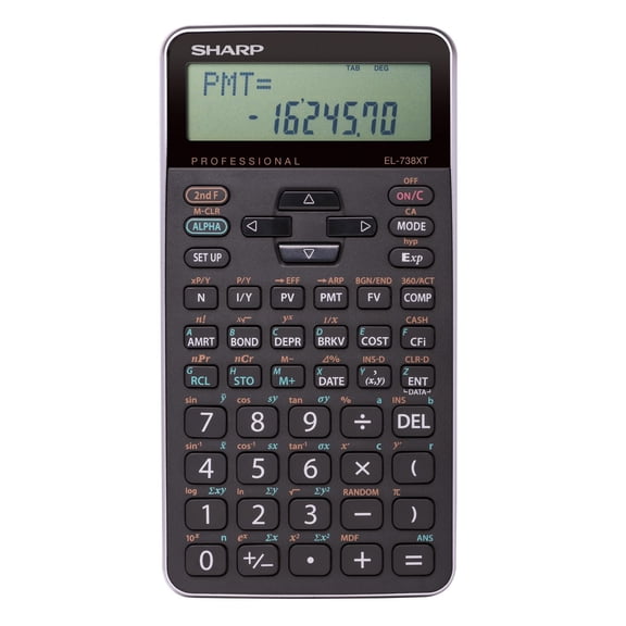 Calculatrice financière Sharp EL738XT pour le cégep, l’université et les étudiants en administration, écran 10 chiffres, solveur de valeur temporelle de l’argent, analyse des flux de trésorerie, TRI