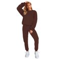 thumbnail image 2 of Innerwin Two Piece Outfit Drawstring Women Jogger Set Sports Long Sleeve Beam Foot Sweatsuits Coffee XL, 2 of 7