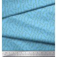 thumbnail image 2 of Soimoi Blue polyester Crepe Fabric Beech Leaves Fabric Prints By Yard 52 Inch Wide, 2 of 3