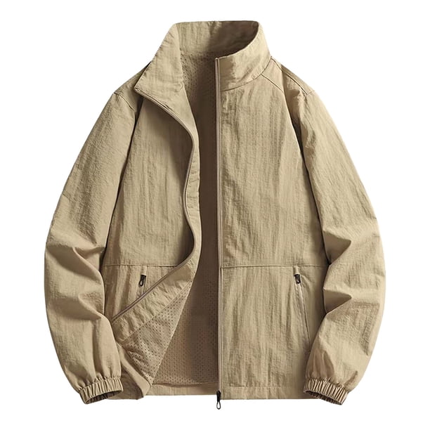 Xugsiok Waterproof Rain Jacket for Men Windbreaker Casual Full Zip