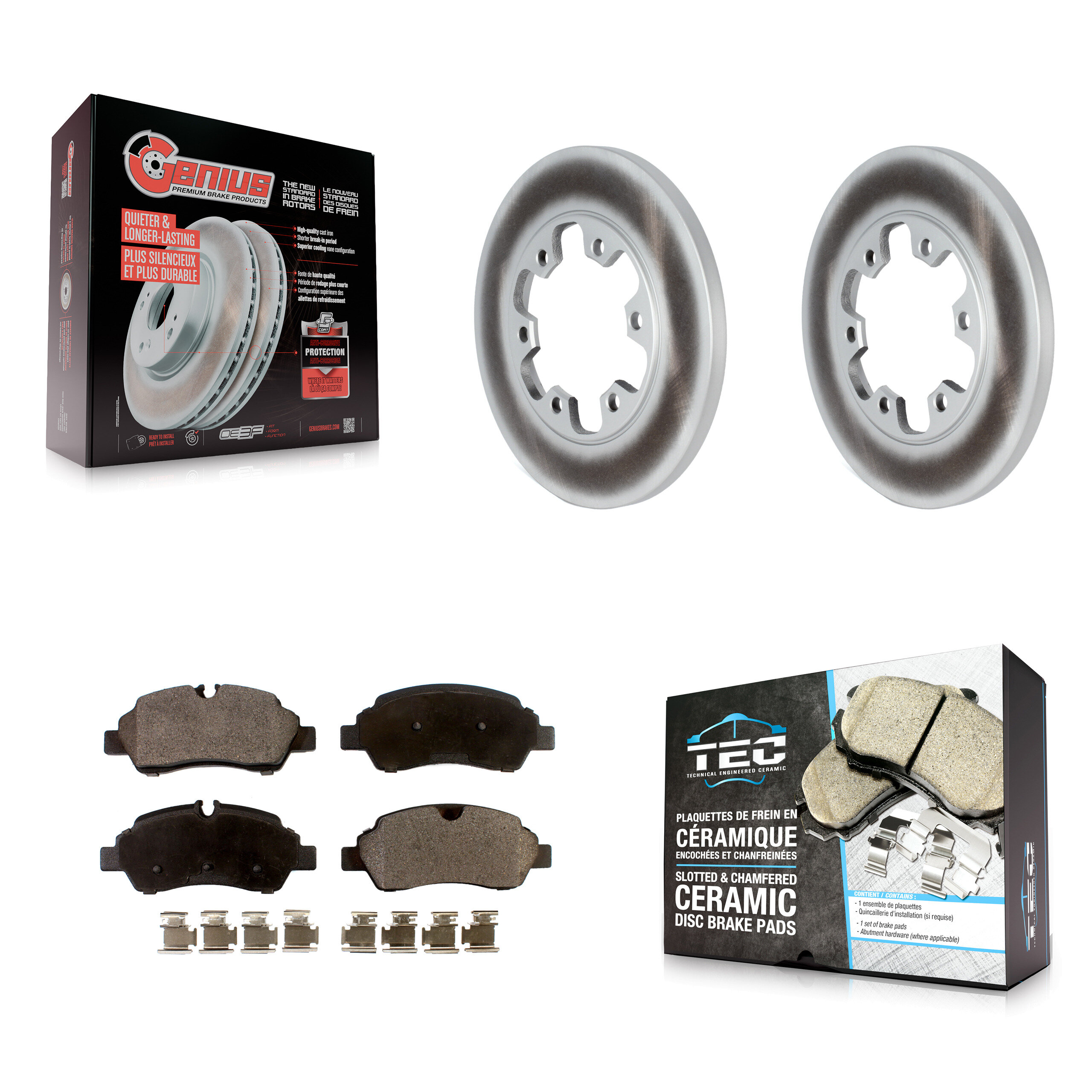 Transit Auto Rear Coated Disc Brake Rotors and Ceramic Pads Kit for Car 2015-2019 Ford Transit-350 HD with 6 Lug Wheels KGT-102676