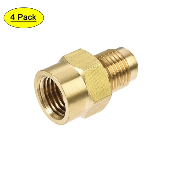 Unique Bargains Brass Pipe fitting, 1/2'-20UNF Flare Male to 1/4NPT Female Thread, Tubing Adapter Hose Connector, for Air Conditioner Refrigeration, 4Pcs