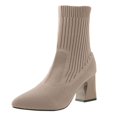 thumbnail image 1 of Kcodviy Versatile Short Boots Pointed Leopard Booties Women Boots Toe Thick Heels High Boots for Women Booties Work Heels Knitted Elastic Socks Boots Flying Weaving Boots Women Boots Size 11 Female, 1 of 6