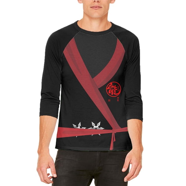 Halloween Evil Shadow Ninja Costume Mens Raglan T Shirt