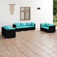thumbnail image 1 of vidaXL 7 Piece Garden Lounge Set with Cushions Poly Rattan Black, 1 of 4