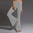 thumbnail image 2 of Pantalon Décontracté pour Femmes, Uni, Longueur Sport, Jambe Évasée, Taille Haute, 2 of 6