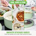 thumbnail image 3 of GreenLife 10 Piece Nonstick Pots & Pans Set Detachable Handle & Stackable Cookware Set Non Toxic PFAS-Free Skillets Induction Kitchen Pans Space Saving Serving Bowls Oven Safe Sage Green, 3 of 5