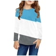 thumbnail image 1 of RXIRUCGD Chemises à Manches Longues pour Filles, Col Rond Mignon, Blouses Décontractées Élégantes, Bleu Clair, Taille : 9 Ans, 1 of 6