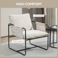 thumbnail image 4 of HOMCOM Modern Accent Chair, Chenille Armchair with Side Pockets, Beige, 4 of 10