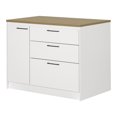 thumbnail image 2 of South Shore Myro Kitchen Island with Door and Drawers, in White and Maple Nutmeg, 2 of 17